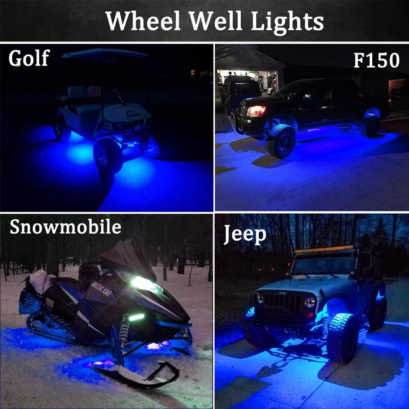 Botepon 8Pcs Led Rock Lights, Strip Lights, Wheel Well Lights, Led Underglow Kit for Golf Cart, Jeep Wrangler, RZR, Offroad, F150, F250, Snowmobile (Blue) - Image 5